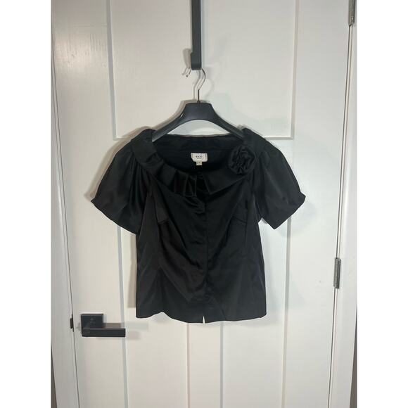 VINTAGE Y2K ECI NEW YORK BLOUSE | WOMENS BLACK SILK FORMAL BLAZER | SIZE 6 - Picture 4 of 10